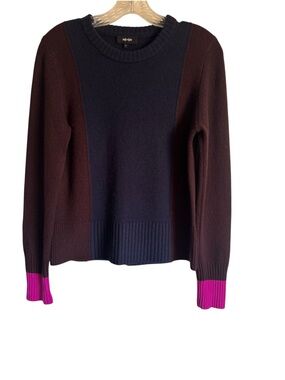 ME+EM Color block Wool Cashmere Crewneck Sweater Minimalist Luxury Size Small